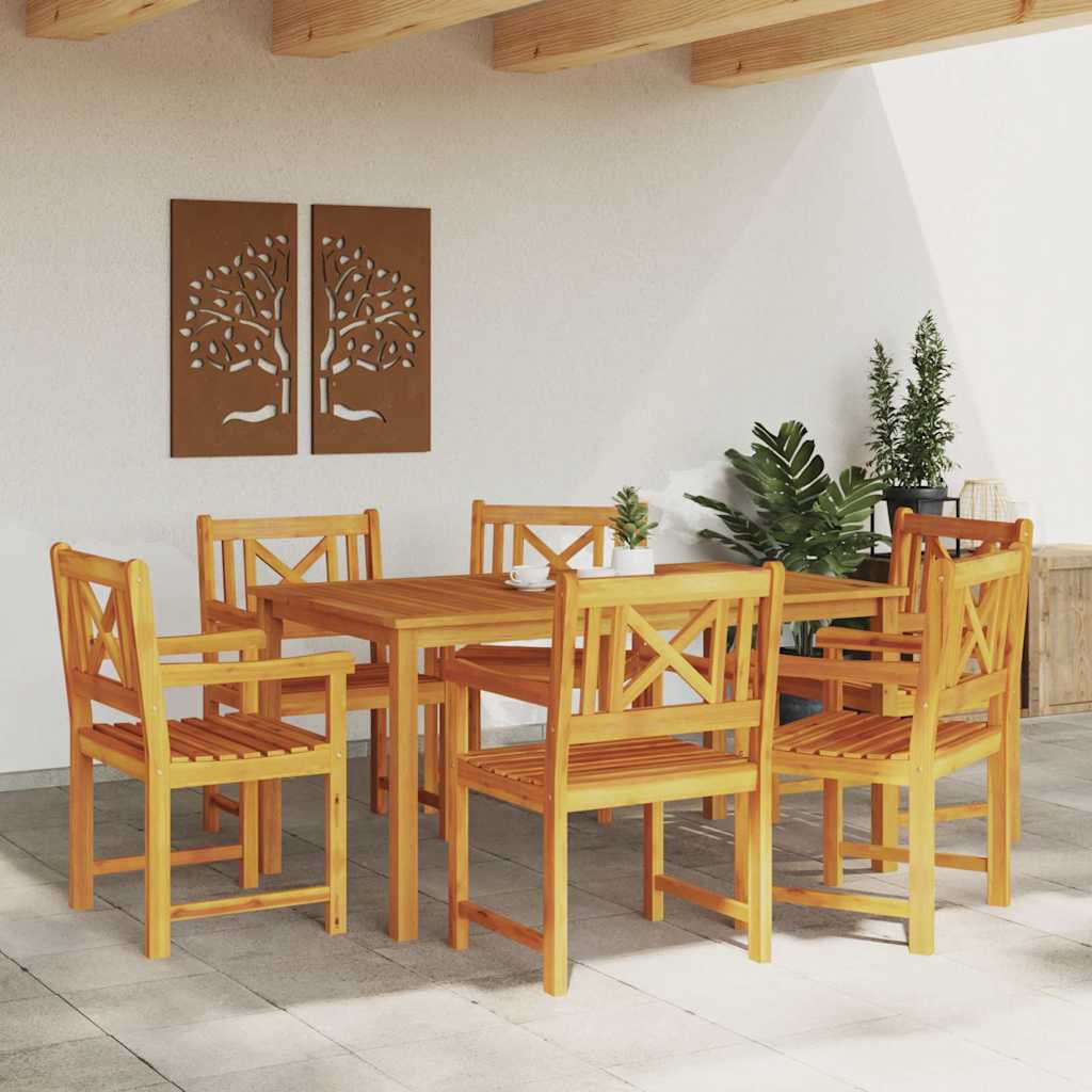 vidaXL Garden Chairs 6 pcs Natural Solid Acacia Wood