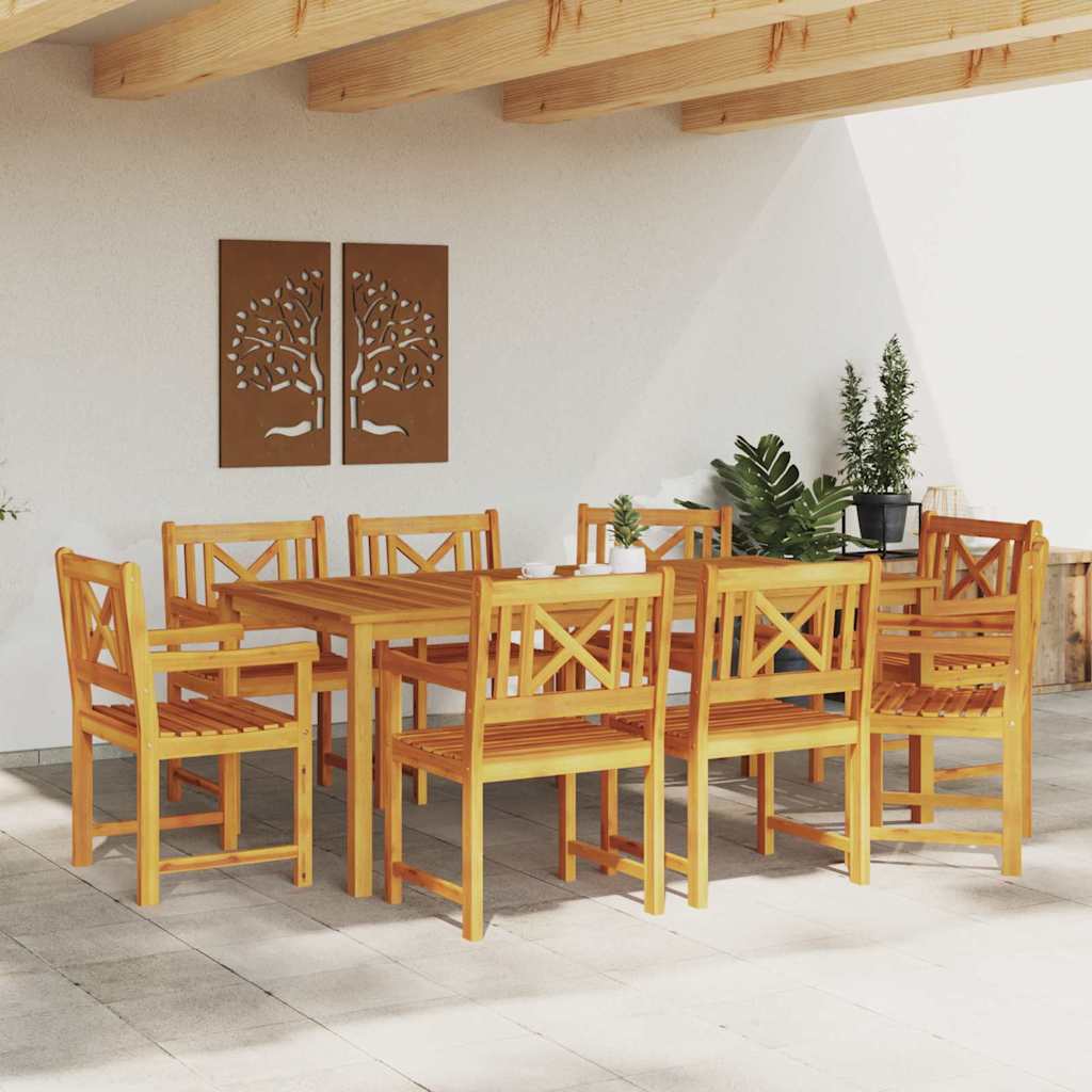 vidaXL Garden Chairs 8 pcs Natural Solid Acacia Wood