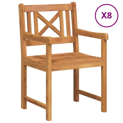 vidaXL Garden Chairs 8 pcs Natural Solid Acacia Wood