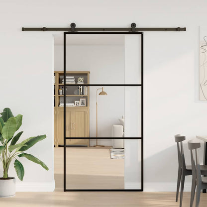 vidaXL Sliding Door with Hardware Set 102x205 cm ESG Glass&Aluminium