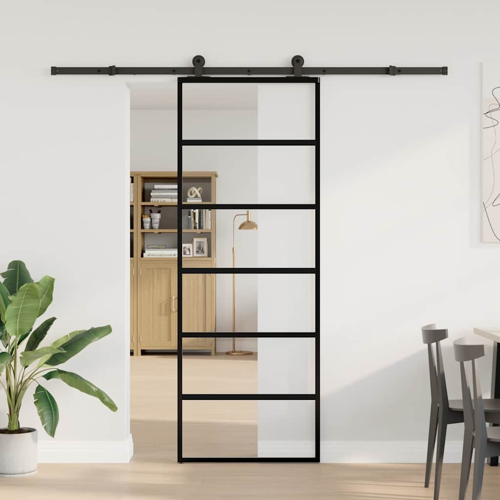 vidaXL Sliding Door with Hardware Set 76x205 cm ESG Glass&Aluminium