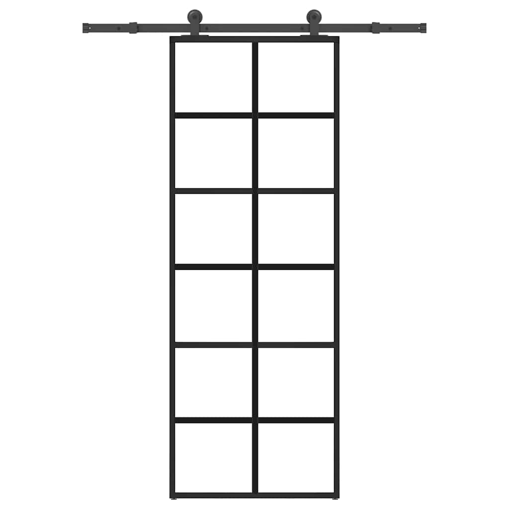 vidaXL Sliding Door with Hardware Set 76x205 cm ESG Glass&Aluminium