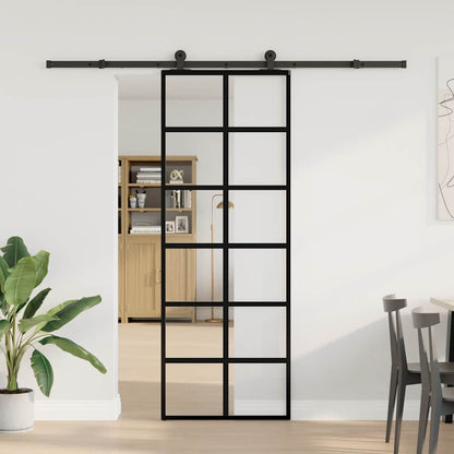vidaXL Sliding Door with Hardware Set 76x205 cm ESG Glass&Aluminium