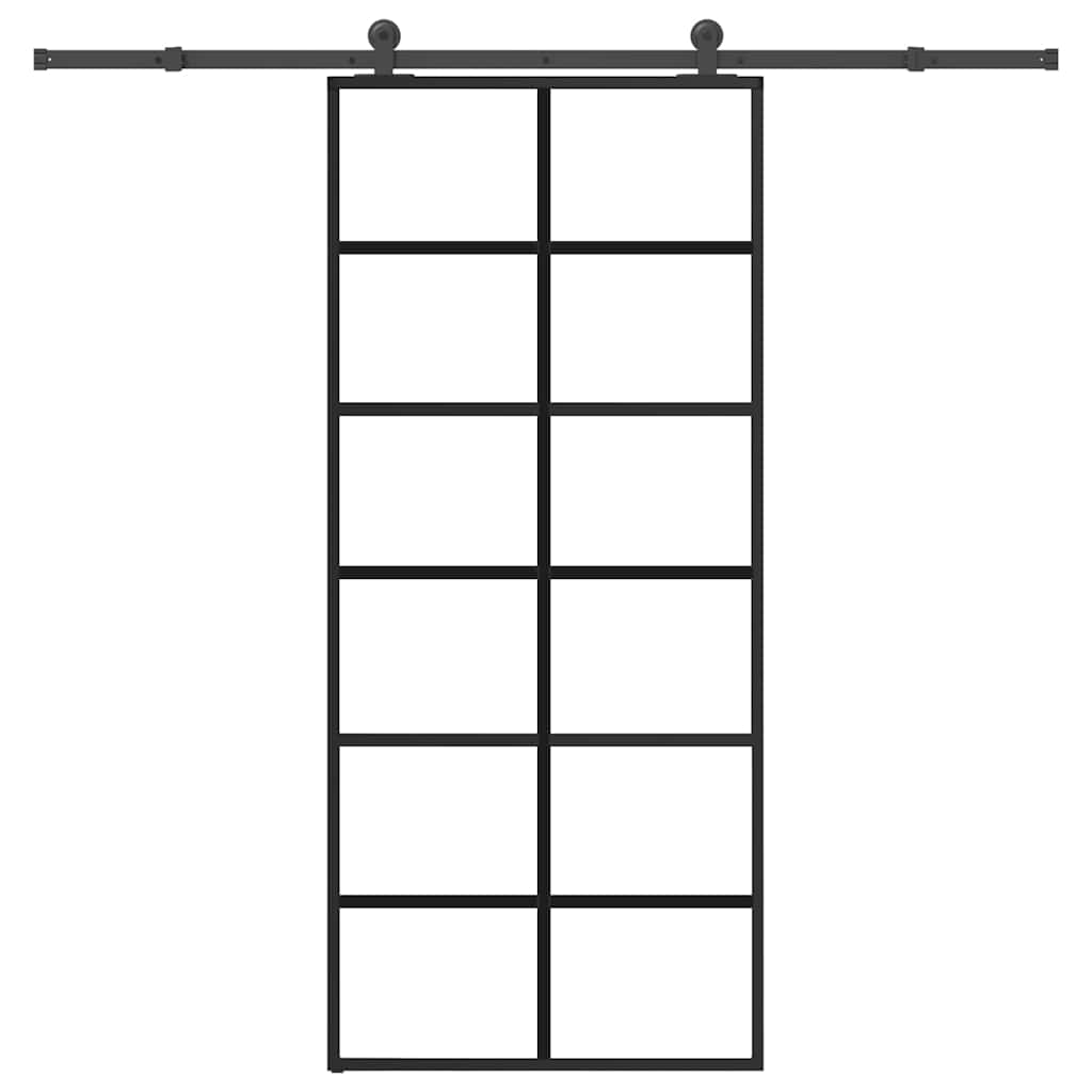 vidaXL Sliding Door with Hardware Set 90x205 cm ESG Glass&Aluminium