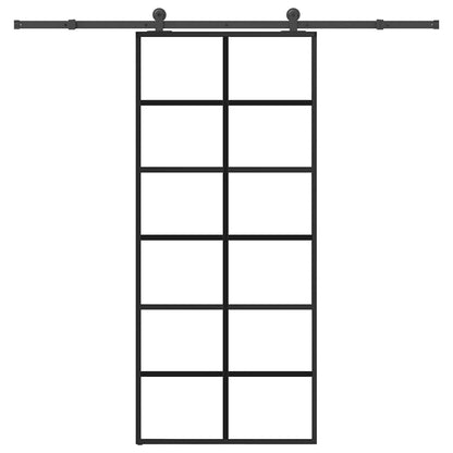 vidaXL Sliding Door with Hardware Set 90x205 cm ESG Glass&Aluminium