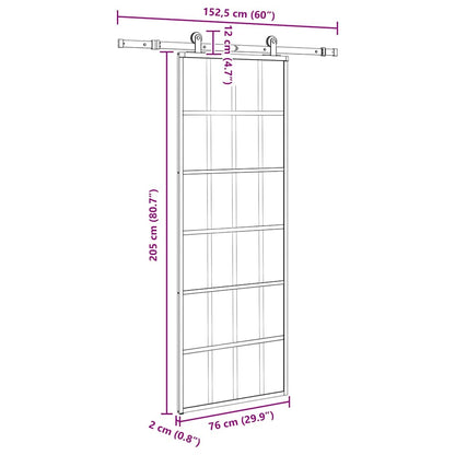 vidaXL Sliding Door with Hardware Set 76x205 cm ESG Glass&Aluminium