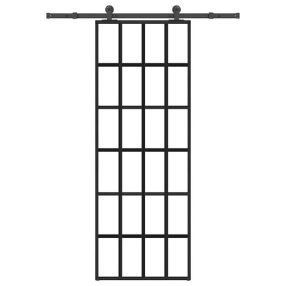 vidaXL Sliding Door with Hardware Set 76x205 cm ESG Glass&Aluminium
