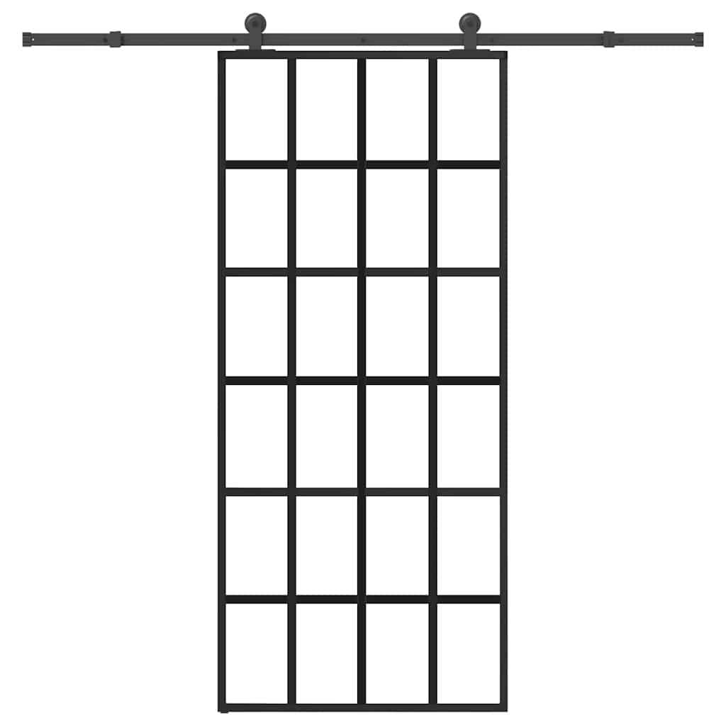 vidaXL Sliding Door with Hardware Set 90x205 cm ESG Glass&Aluminium