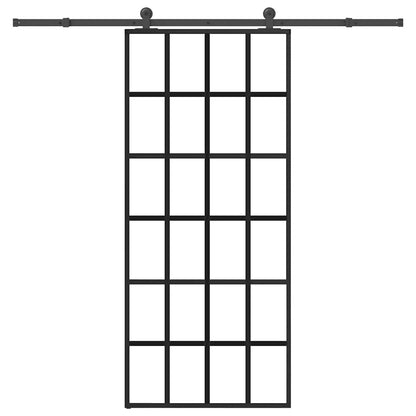 vidaXL Sliding Door with Hardware Set 90x205 cm ESG Glass&Aluminium