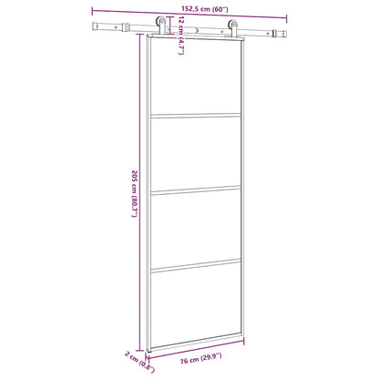 vidaXL Sliding Door with Hardware Set 76x205 cm ESG Glass&Aluminium