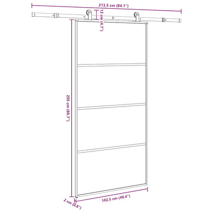 vidaXL Sliding Door with Hardware Set 102.5x205 cm ESG Glass&Aluminium