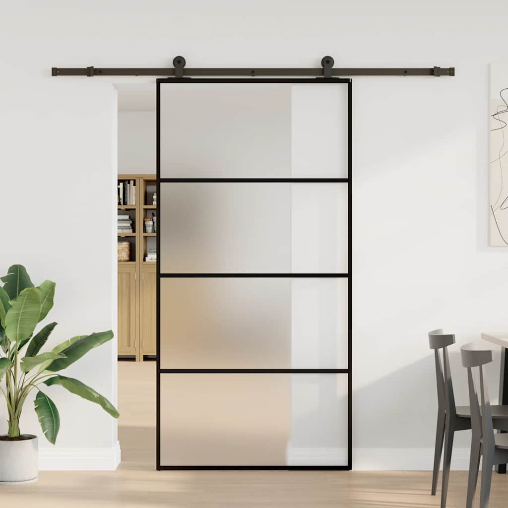 vidaXL Sliding Door with Hardware Set 102.5x205 cm ESG Glass&Aluminium