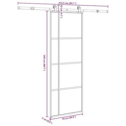 vidaXL Sliding Door with Hardware Set 76x205 cm ESG Glass&Aluminium