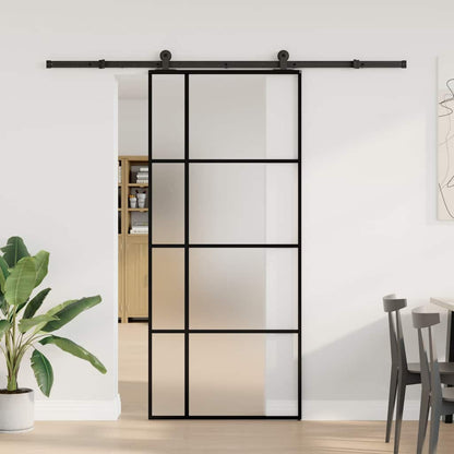 vidaXL Sliding Door with Hardware Set 90x205 cm ESG Glass&Aluminium