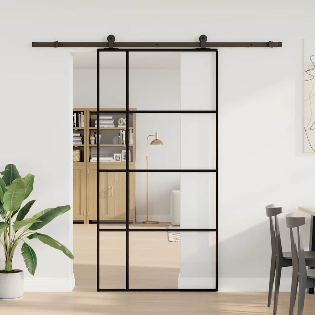 vidaXL Sliding Door with Hardware Set 102,5x205 cm ESG Glass&Aluminium