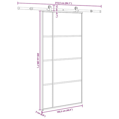 vidaXL Sliding Door with Hardware Set 102,5x205 cm ESG Glass&Aluminium