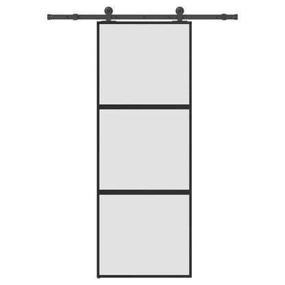 vidaXL Sliding Door with Hardware Set 76x205 cm Tempered Glass&Aluminium