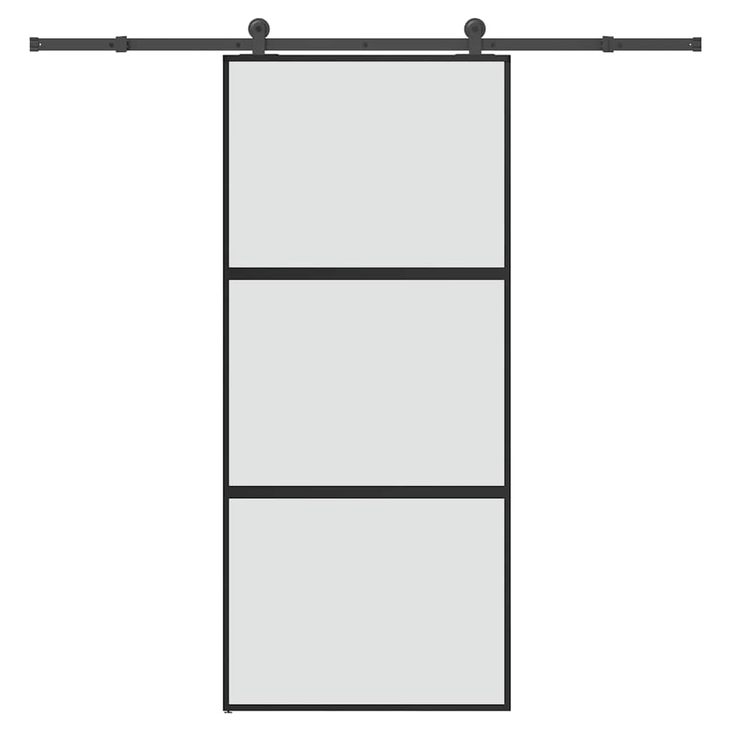 vidaXL Sliding Door with Hardware Set 90x205 cm Tempered Glass&Aluminium