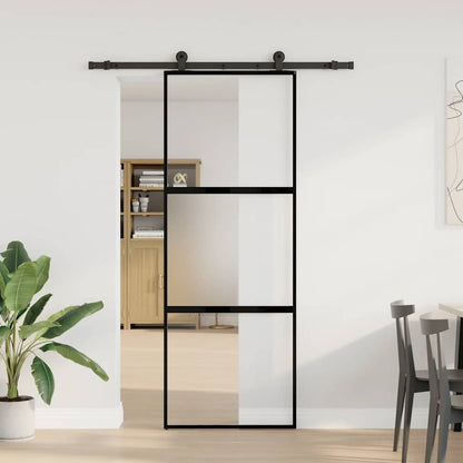 vidaXL Sliding Door with Hardware Set 76x205 cm Tempered Glass&Aluminium