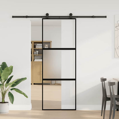 vidaXL Sliding Door with Hardware Set 76x205 cm Tempered Glass&Aluminium