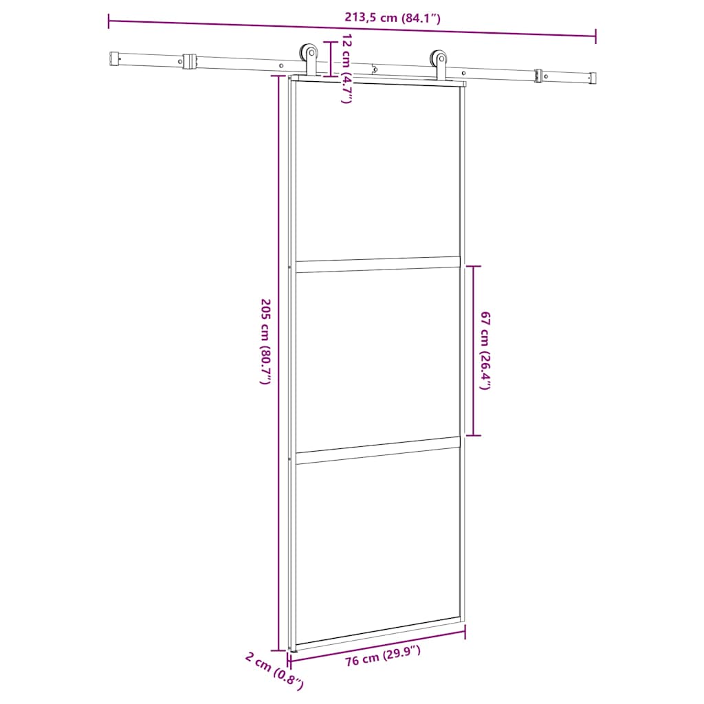vidaXL Sliding Door with Hardware Set 76x205 cm