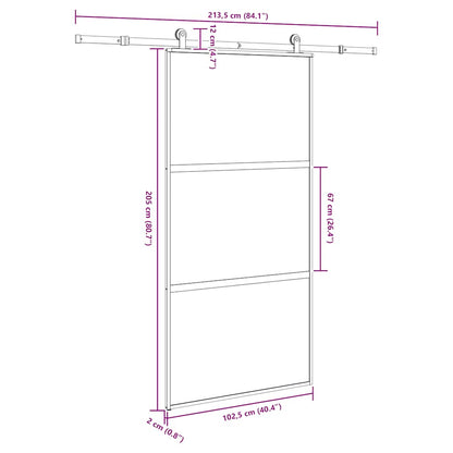 vidaXL Sliding Door with Hardware Set 102,5x205 cm Tempered Glass&Aluminium