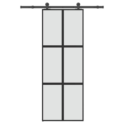 vidaXL Sliding Door with Hardware Set 76x205 cm Tempered Glass&Aluminium