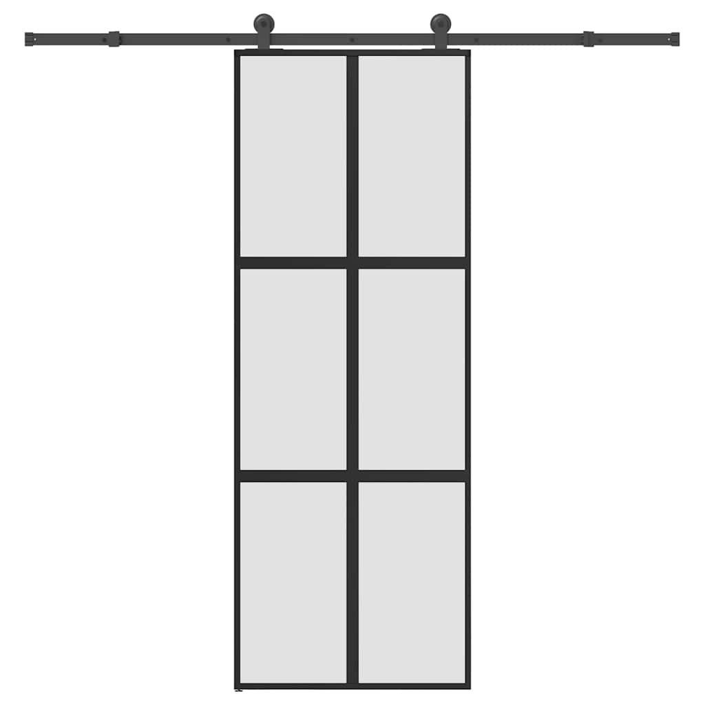 vidaXL Sliding Door with Hardware Set 76x205 cm Tempered Glass&Aluminium