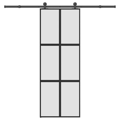 vidaXL Sliding Door with Hardware Set 76x205 cm Tempered Glass&Aluminium