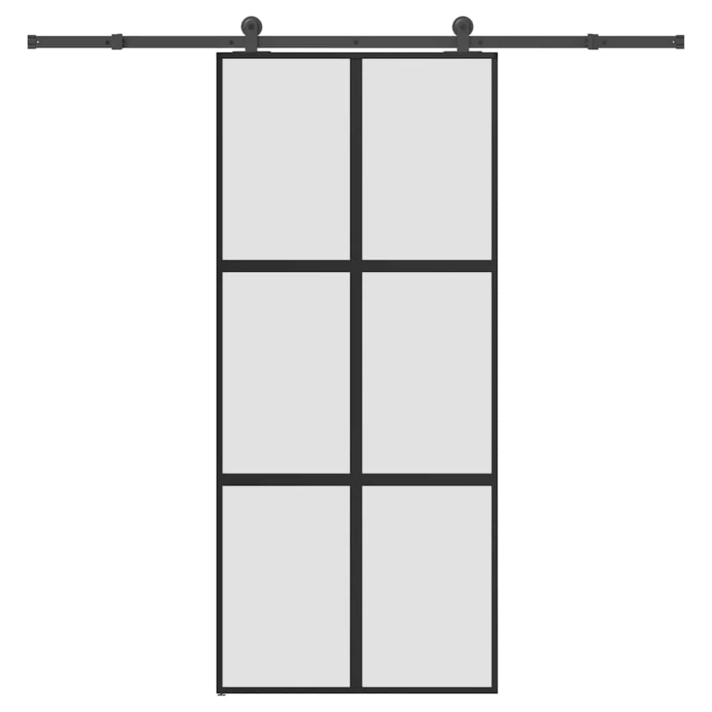 vidaXL Sliding Door with Hardware Set 90x205 cm Tempered Glass&Aluminium