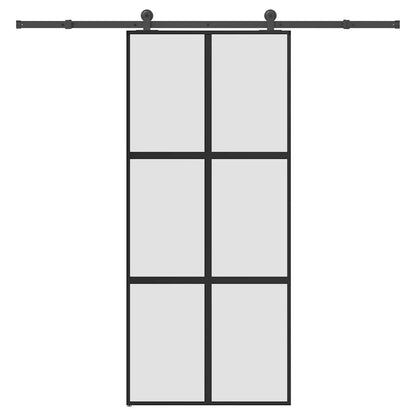 vidaXL Sliding Door with Hardware Set 90x205 cm Tempered Glass&Aluminium