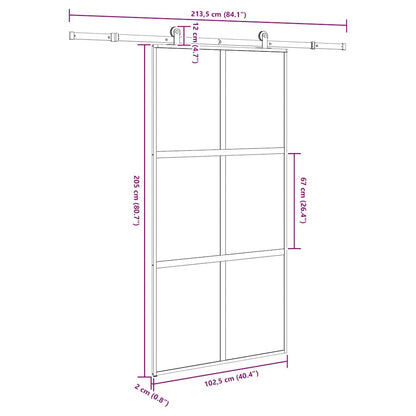 vidaXL Sliding Door with Hardware Set 102,5x205 cm Tempered Glass&Aluminium