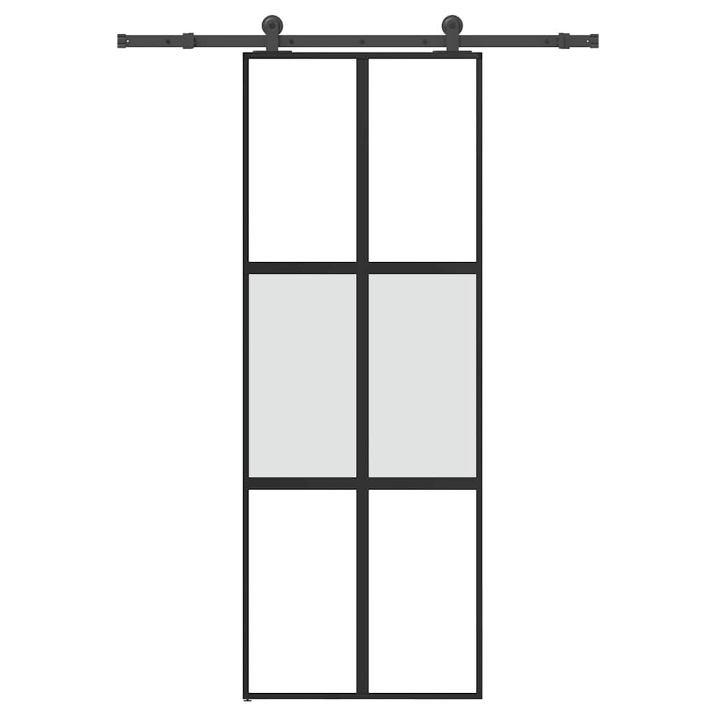 vidaXL Sliding Door with Hardware Set 76x205 cm Tempered Glass&Aluminium