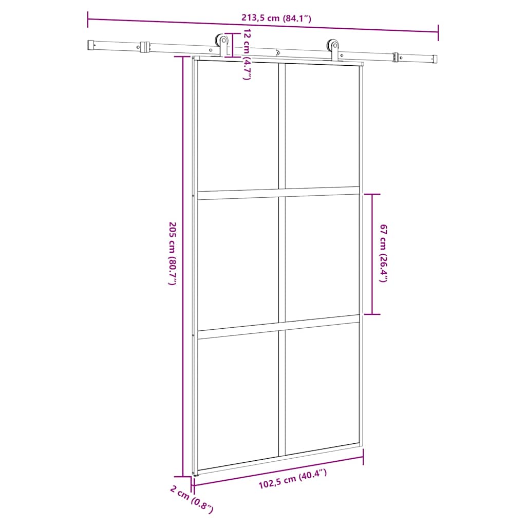 vidaXL Sliding Door with Hardware Set 102.5x205 cm