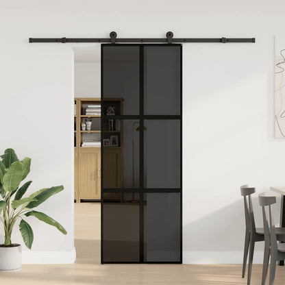 vidaXL Sliding Door with Hardware Set 76x205 cm Tempered Glass&Aluminium