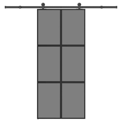 vidaXL Sliding Door with Hardware Set 90x205 cm Tempered Glass&Aluminium