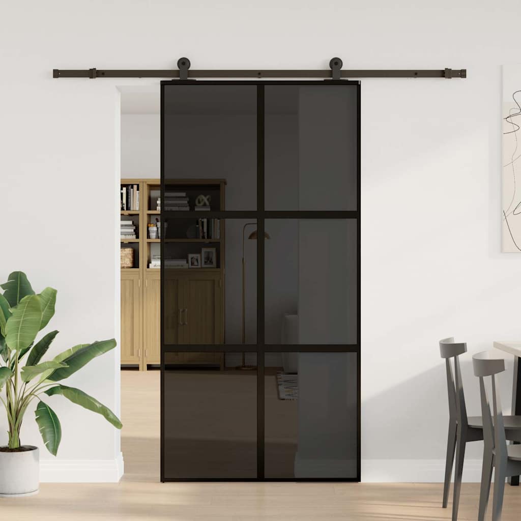 vidaXL Sliding Door with Hardware Set 102,5x205 cm Tempered Glass&Aluminium