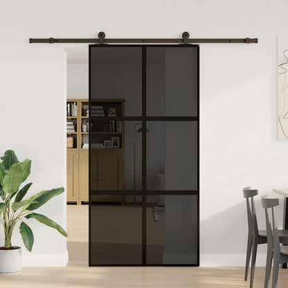vidaXL Sliding Door with Hardware Set 102,5x205 cm Tempered Glass&Aluminium