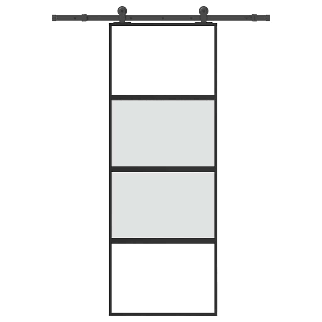 vidaXL Sliding Door with Hardware Set 76x205 cm Tempered Glass&Aluminium