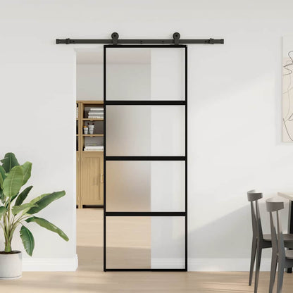vidaXL Sliding Door with Hardware Set 76x205 cm Tempered Glass&Aluminium