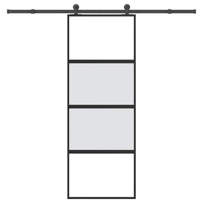 vidaXL Sliding Door with Hardware Set 76x205 cm Tempered Glass&Aluminium