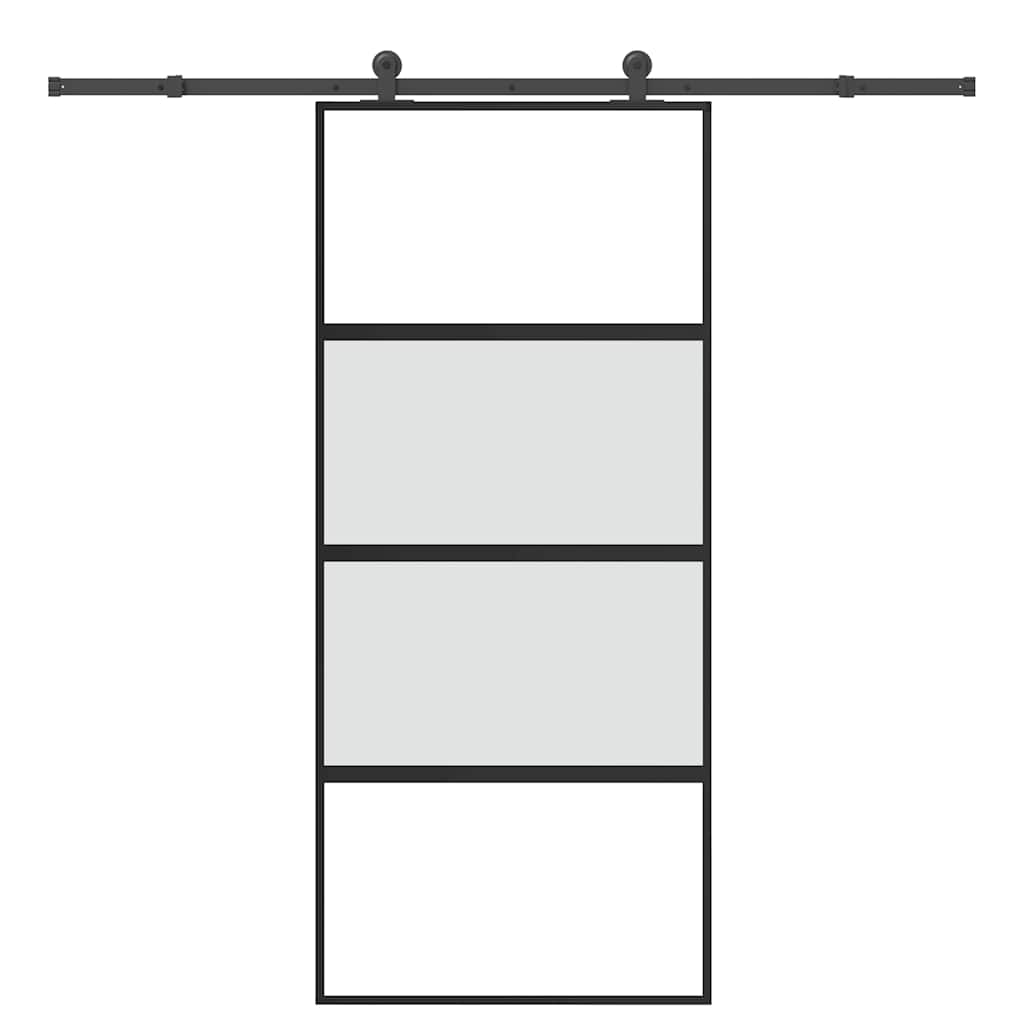 vidaXL Sliding Door with Hardware Set 90x205 cm Tempered Glass&Aluminium