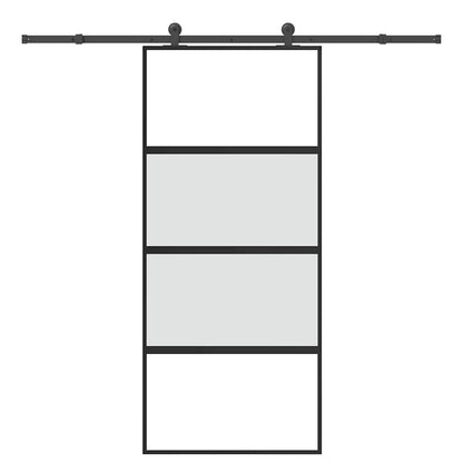 vidaXL Sliding Door with Hardware Set 90x205 cm Tempered Glass&Aluminium