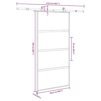 vidaXL Sliding Door with Hardware Set 102.5x205 cm Tempered Glass&Aluminium