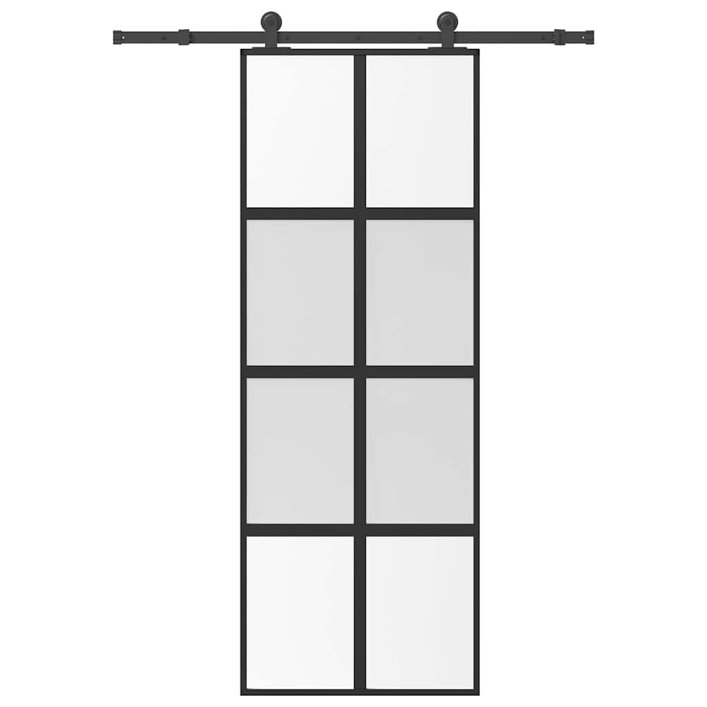 vidaXL Sliding Door with Hardware Set 76x205 cm Tempered Glass&Aluminium