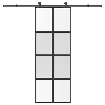 vidaXL Sliding Door with Hardware Set 76x205 cm Tempered Glass&Aluminium