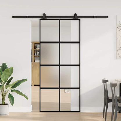 vidaXL Sliding Door with Hardware Set 90x205 cm Tempered Glass and Aluminium