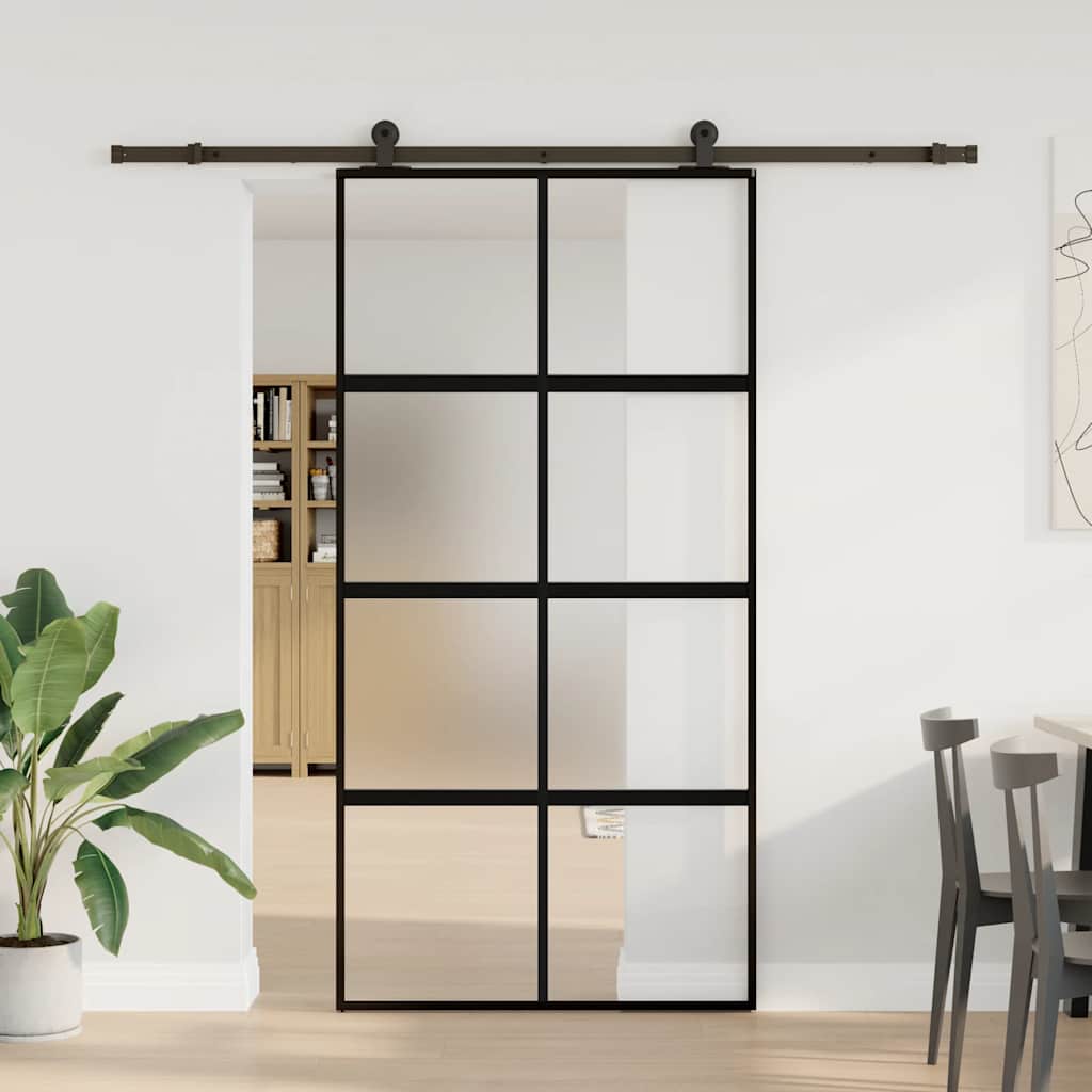 vidaXL Sliding Door with Hardware Set 102.5x205 cm Tempered Glass and Aluminium