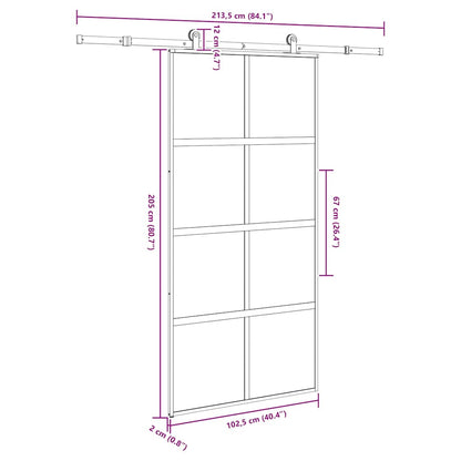 vidaXL Sliding Door with Hardware Set 102.5x205 cm Tempered Glass and Aluminium