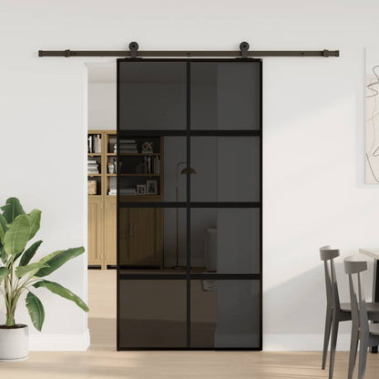 vidaXL Sliding Door with Hardware Set 102.5x205 cm Tempered Glass and Aluminium